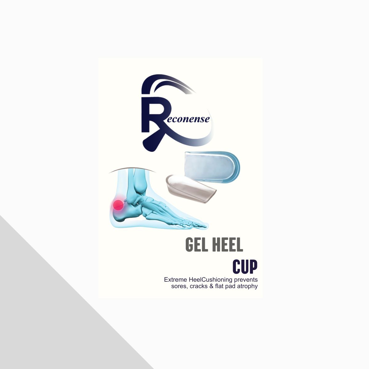 Reconense Gel Heel Cups — shock absorbing heel cups for plantar fasciitis heel spurs chronic heel pain relief